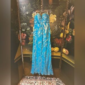 Aidan Mattox Beaded Silk strapless gown for prom or events (D3)